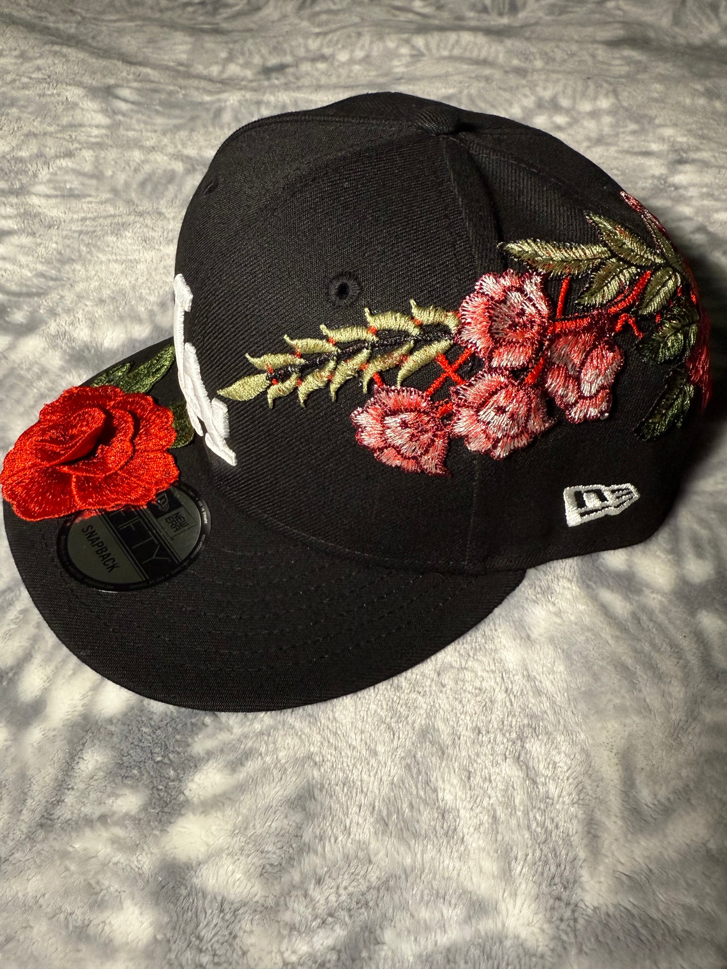 Custom L.A Dodgers Hat SnapBack Red Rose