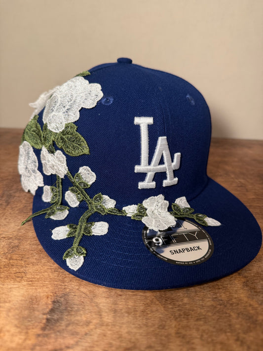 Custom L.A Dodgers Hat SnapBack Flower