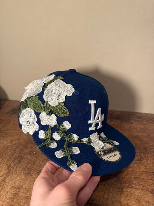 Custom L.A Dodgers Hat SnapBack Flower